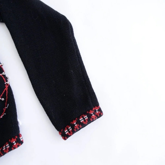 Vintage Karen Scott Sport  Petite Black Christmas Cardigan Petite Small - Picture 6 of 13